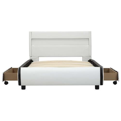 Sengestel med LED 100 x 200 cm kunstlæder hvid