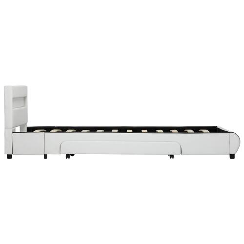 Sengestel med LED 100 x 200 cm kunstlæder hvid
