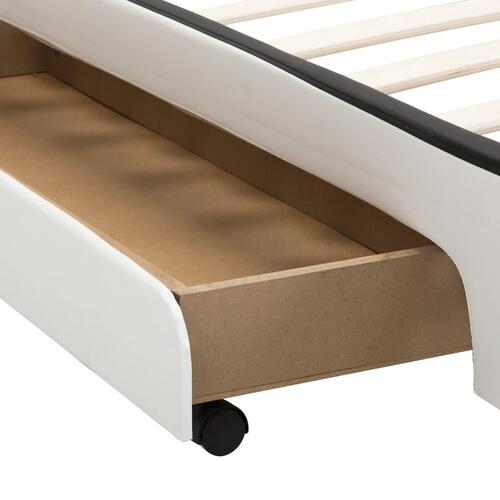 Sengestel med LED 100 x 200 cm kunstlæder hvid