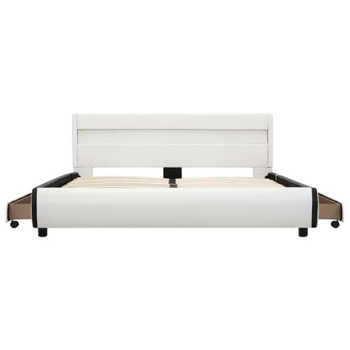 Sengestel med LED 140 x 200 cm kunstlæder hvid