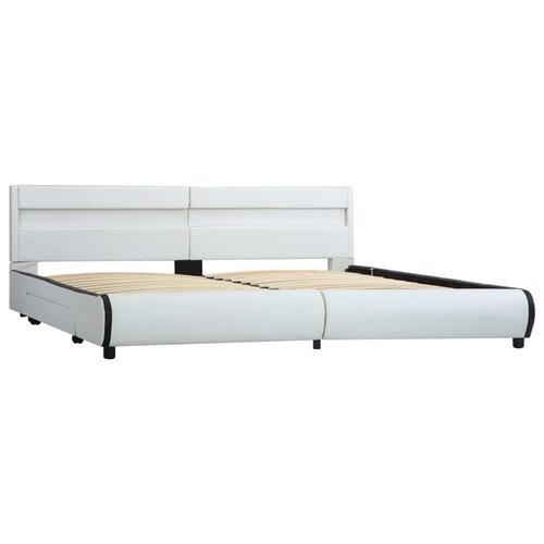 Sengestel med LED 180x200 cm kunstlæder hvid
