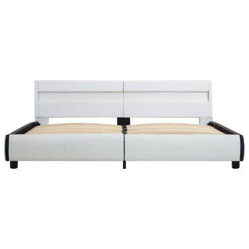 Sengestel med LED 180x200 cm kunstlæder hvid