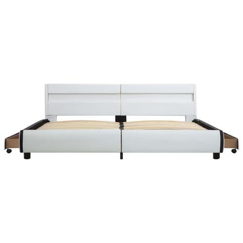 Sengestel med LED 180x200 cm kunstlæder hvid