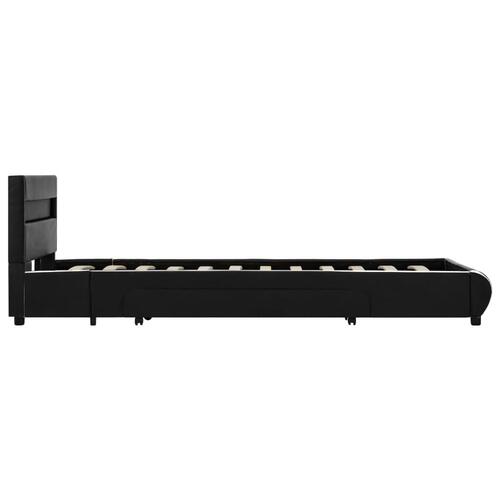 Sengestel med LED 90x200 cm kunstlæder sort