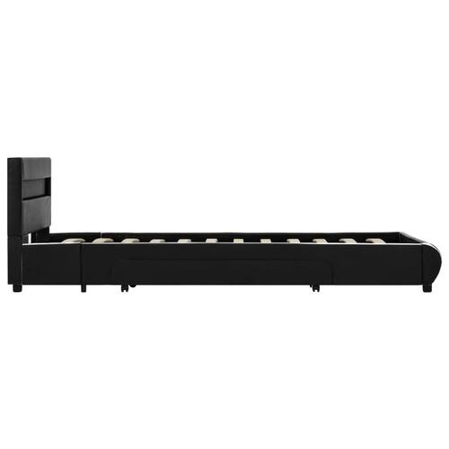 Sengestel med LED 100 x 200 cm kunstlæder sort