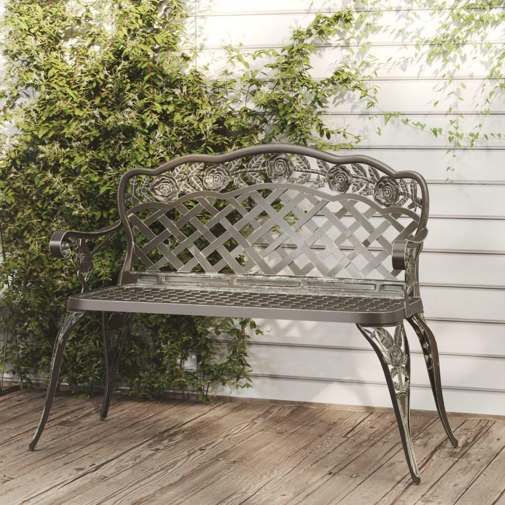 Havebænk 108 cm støbt aluminium grøn billede