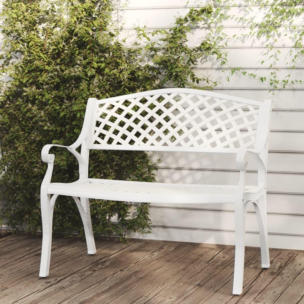 Havebænk 102 cm støbt aluminium hvid
