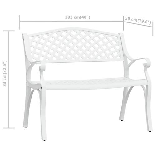 Havebænk 102 cm støbt aluminium hvid