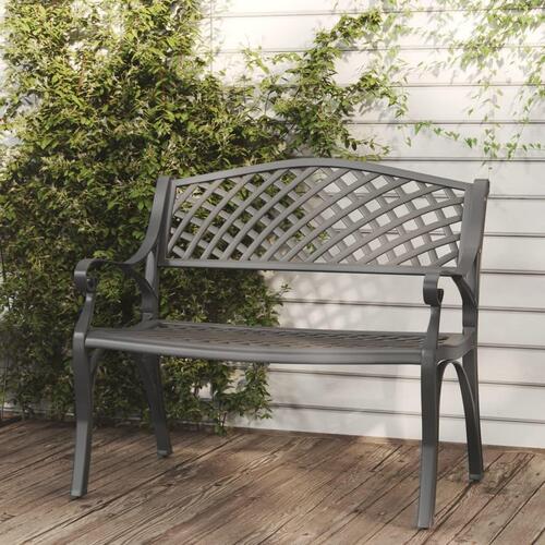 Havebænk 102 cm støbt aluminium sort