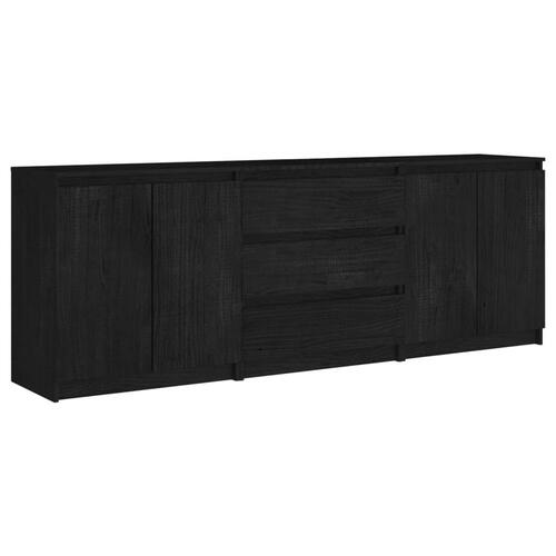 Sideskab 180x36x65 cm massivt fyrretræ sort