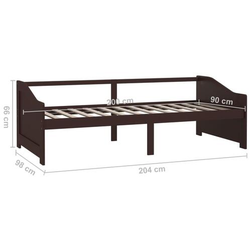 3-personers daybed 90x200 cm massivt fyrretræ mørkebrun