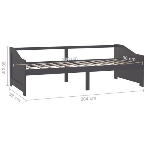 3-personers daybed 90x200 cm massivt fyrretræ mørkegrå