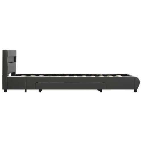 Sengestel med LED 100 x 200 cm kunstlæder antracitgrå
