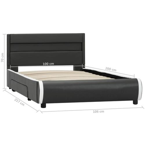 Sengestel med LED 100 x 200 cm kunstlæder antracitgrå