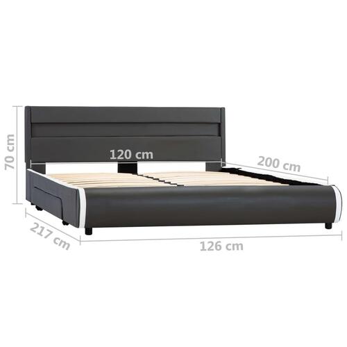 Sengestel med LED 120x200 cm kunstlæder antracitgrå