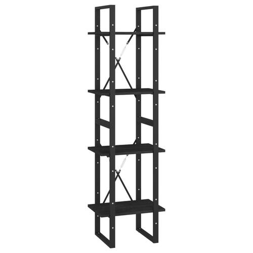 Bogreol 40x30x140 cm 4 hylder massivt fyrretræ sort