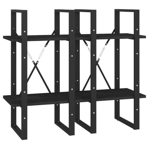 Bogreol 40x30x140 cm 4 hylder massivt fyrretræ sort