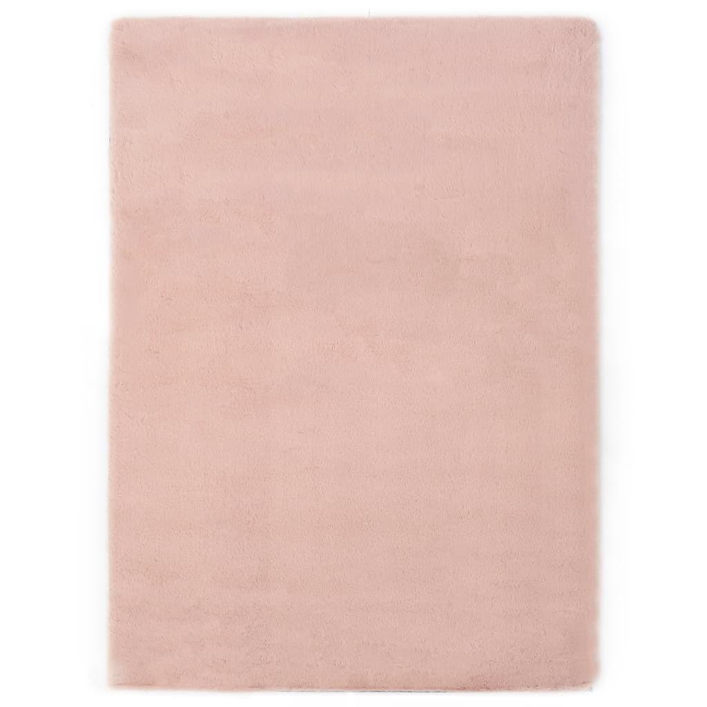 Gulvtæppe 160x230 cm kunstig kaninskind gammelrosa