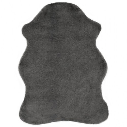 Gulvtæppe 65x95 cm kunstigt kaninskind mørkegrå