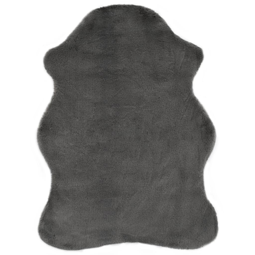 Gulvtæppe 65x95 cm kunstigt kaninskind mørkegrå