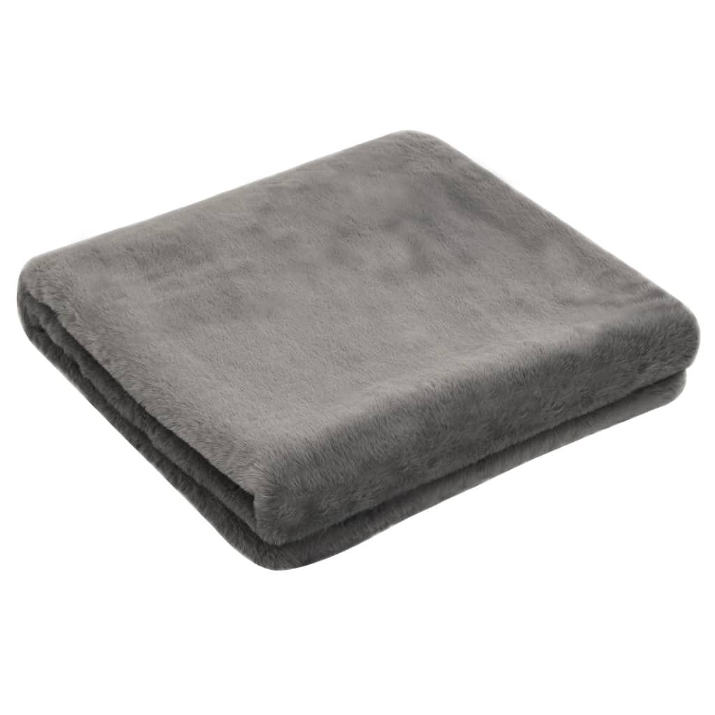 Pyntetæppe 100 x 150 cm kunstig kaninpels mørkegrå