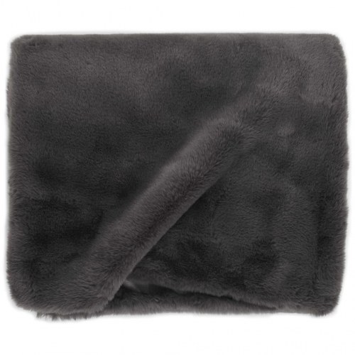 Pyntetæppe 100 x 150 cm kunstig kaninpels mørkegrå