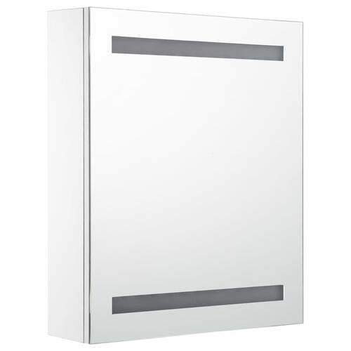 Badeværelsesskab med spejl + LED-lys 50x13,5x60 cm