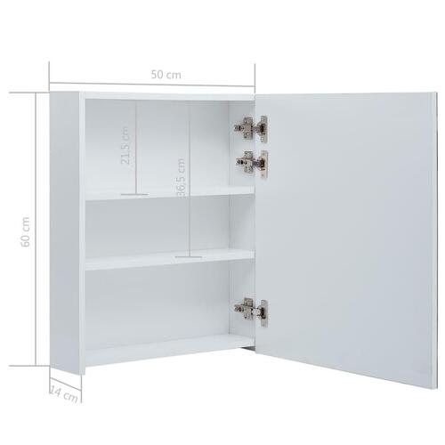 Badeværelsesskab med spejl + LED-lys 50x13,5x60 cm
