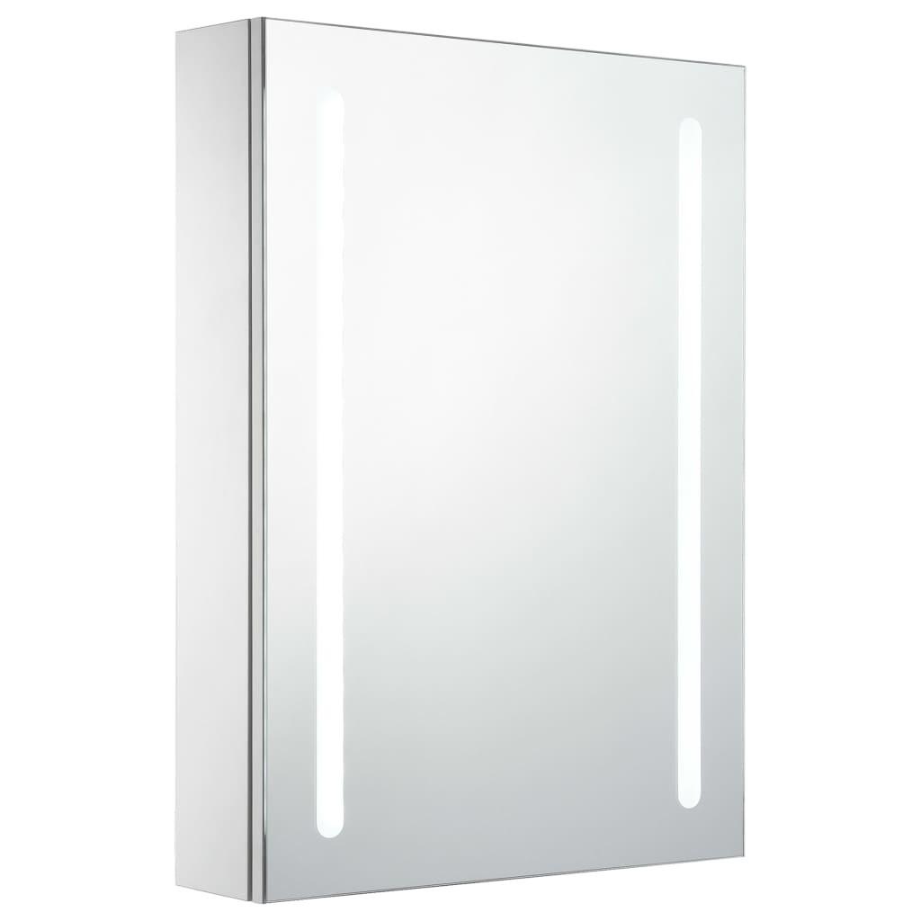 Badeværelsesskab med spejl + LED-lys 50x13x70 cm