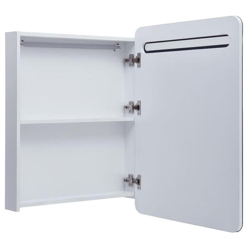 Badeværelsesskab med spejl + LED-lys 60x11x80 cm
