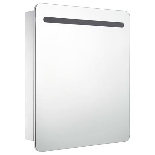 Badeværelsesskab med spejl + LED-lys 68x9x80 cm