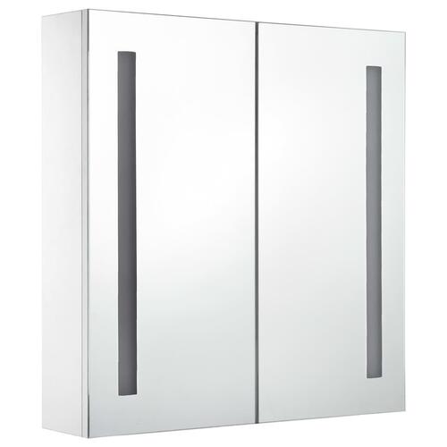 Badeværelsesskab med spejl + LED-lys 60x14x62 cm