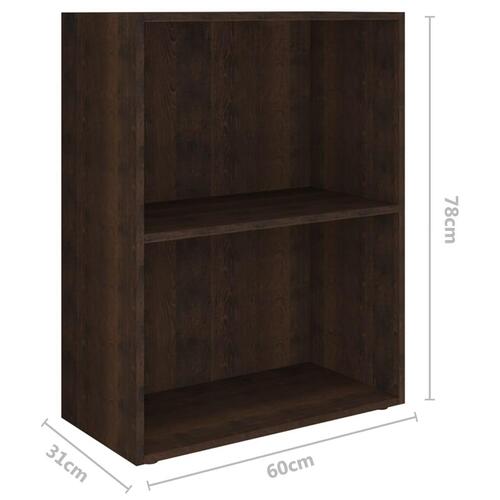 Bogreol 60x31x78 cm konstrueret træ røget egetræsfarve