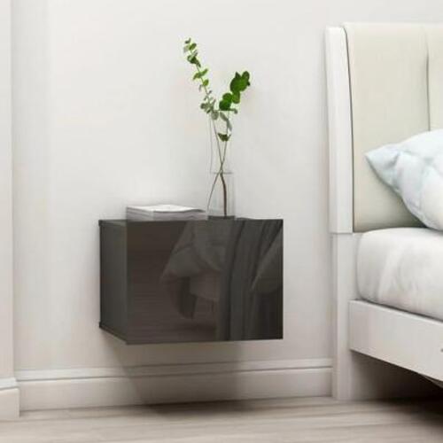 Sengeskabe 2 stk. 40x30x30 cm spånplade grå højglans