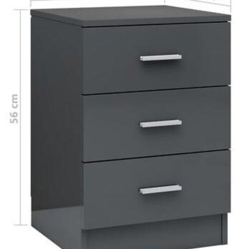 Sengeskabe 2 stk. 38 x 35 x 56 cm spånplade grå højglans