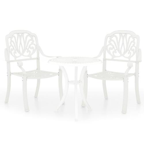 Bistrosæt 3 dele støbt aluminium hvid