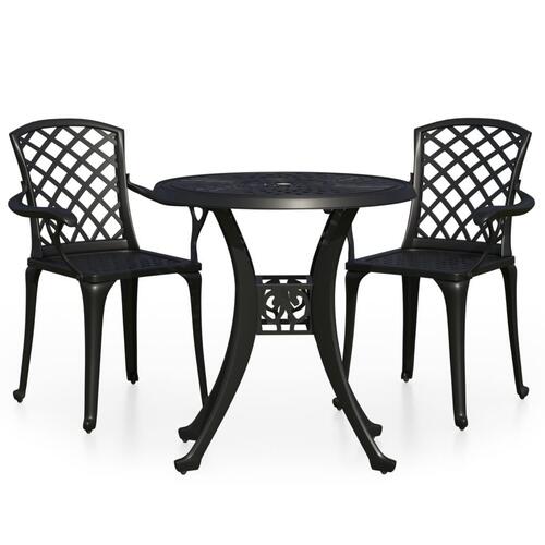 Bistrosæt 3 dele støbt aluminium sort