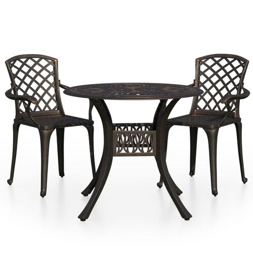 Bistrosæt 3 dele støbt aluminium bronzefarvet