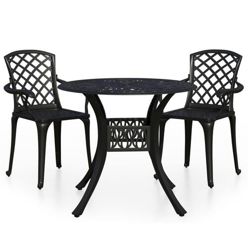 Bistrosæt 3 dele støbt aluminium sort