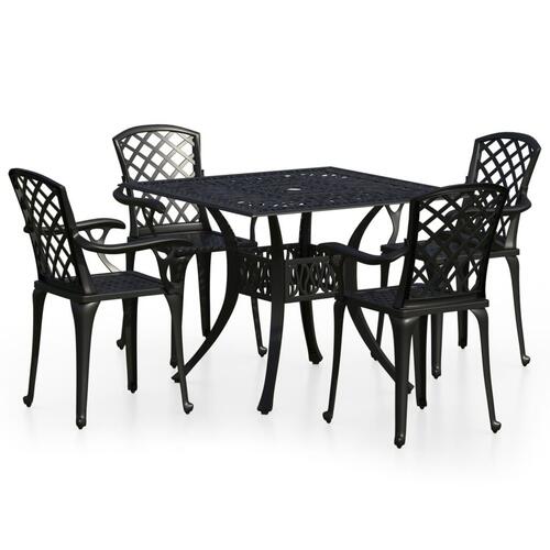 Bistrosæt 5 dele støbt aluminium sort