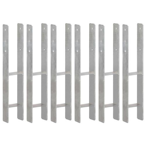 Hegnspløkker 6 stk. 10x6x60 cm galvaniseret stål sølvfarvet