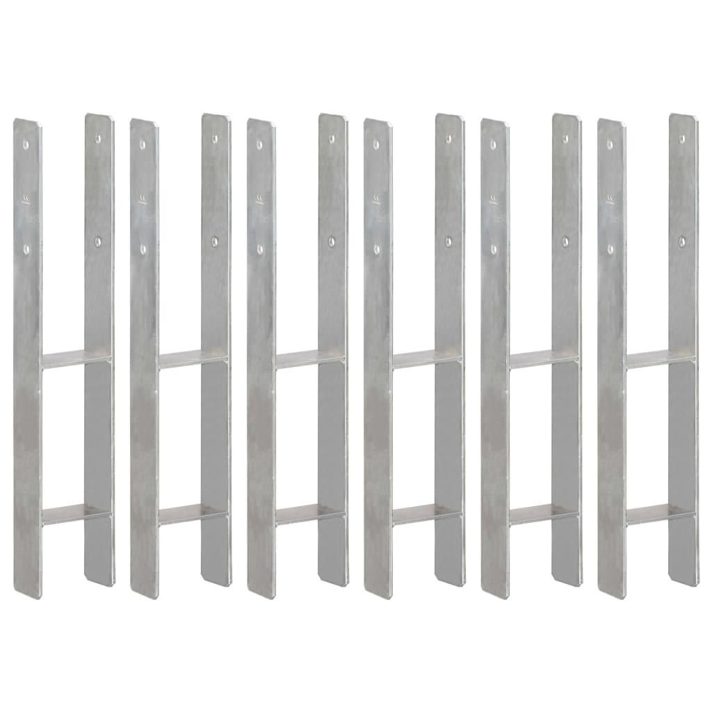 Hegnspløkker 6 stk. 10x6x60 cm galvaniseret stål sølvfarvet