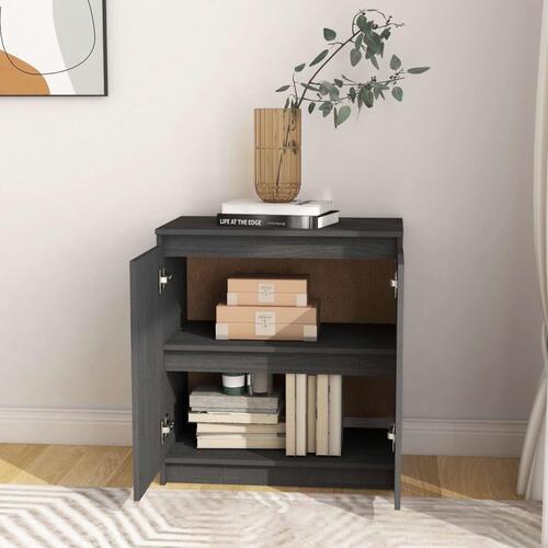 Skab 60x36x65 cm massivt fyrretræ grå