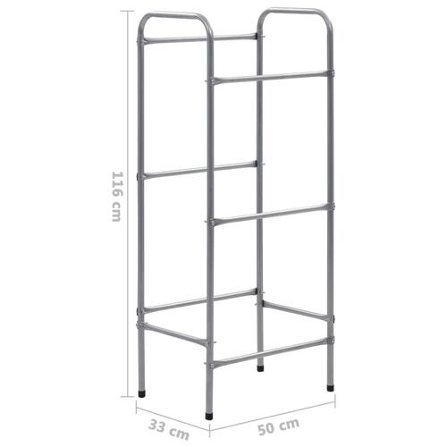 Opbevaringsstativ til 3 kasser 50x33x116 cm stål sølvfarvet