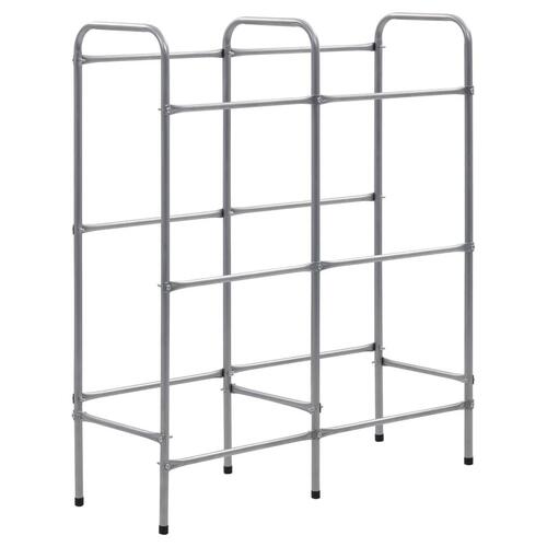 Opbevaringsstativ til 6 kasser 96x33x116 cm stål sølvfarvet