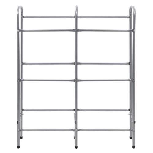 Opbevaringsstativ til 6 kasser 96x33x116 cm stål sølvfarvet