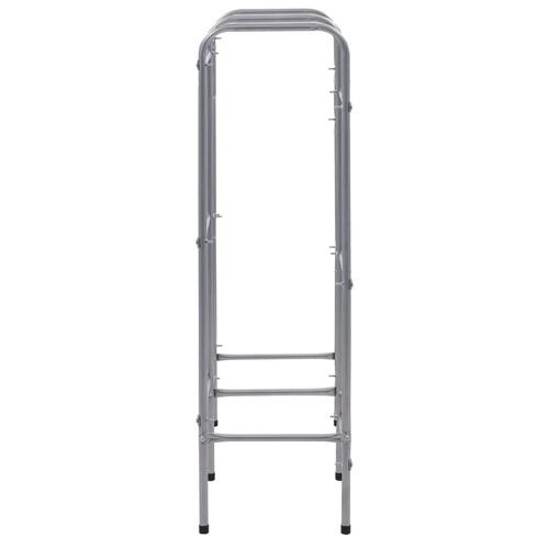 Opbevaringsstativ til 6 kasser 96x33x116 cm stål sølvfarvet