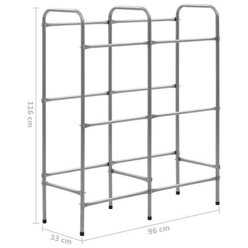Opbevaringsstativ til 6 kasser 96x33x116 cm stål sølvfarvet