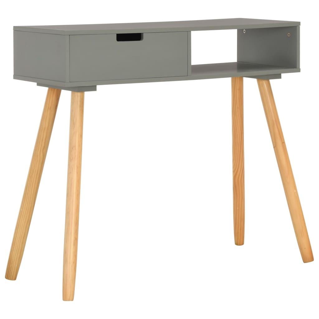 Konsolbord 80 x 30 x 72 cm massivt fyrretræ grå
