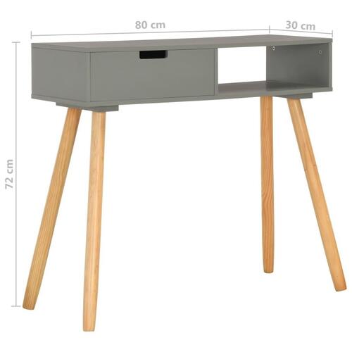 Konsolbord 80 x 30 x 72 cm massivt fyrretræ grå